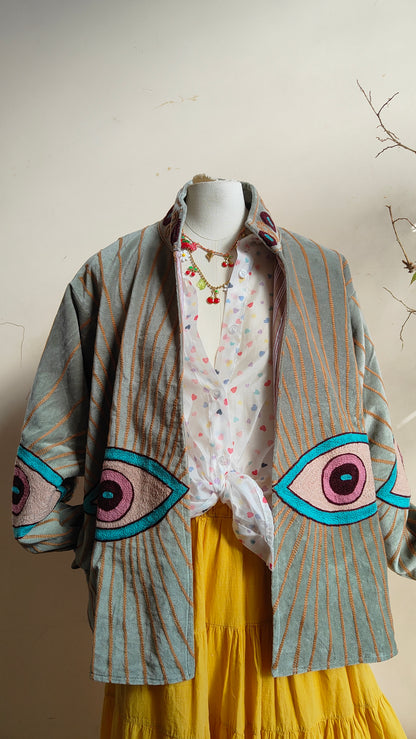 Giacca Boho con Tasche Laterali