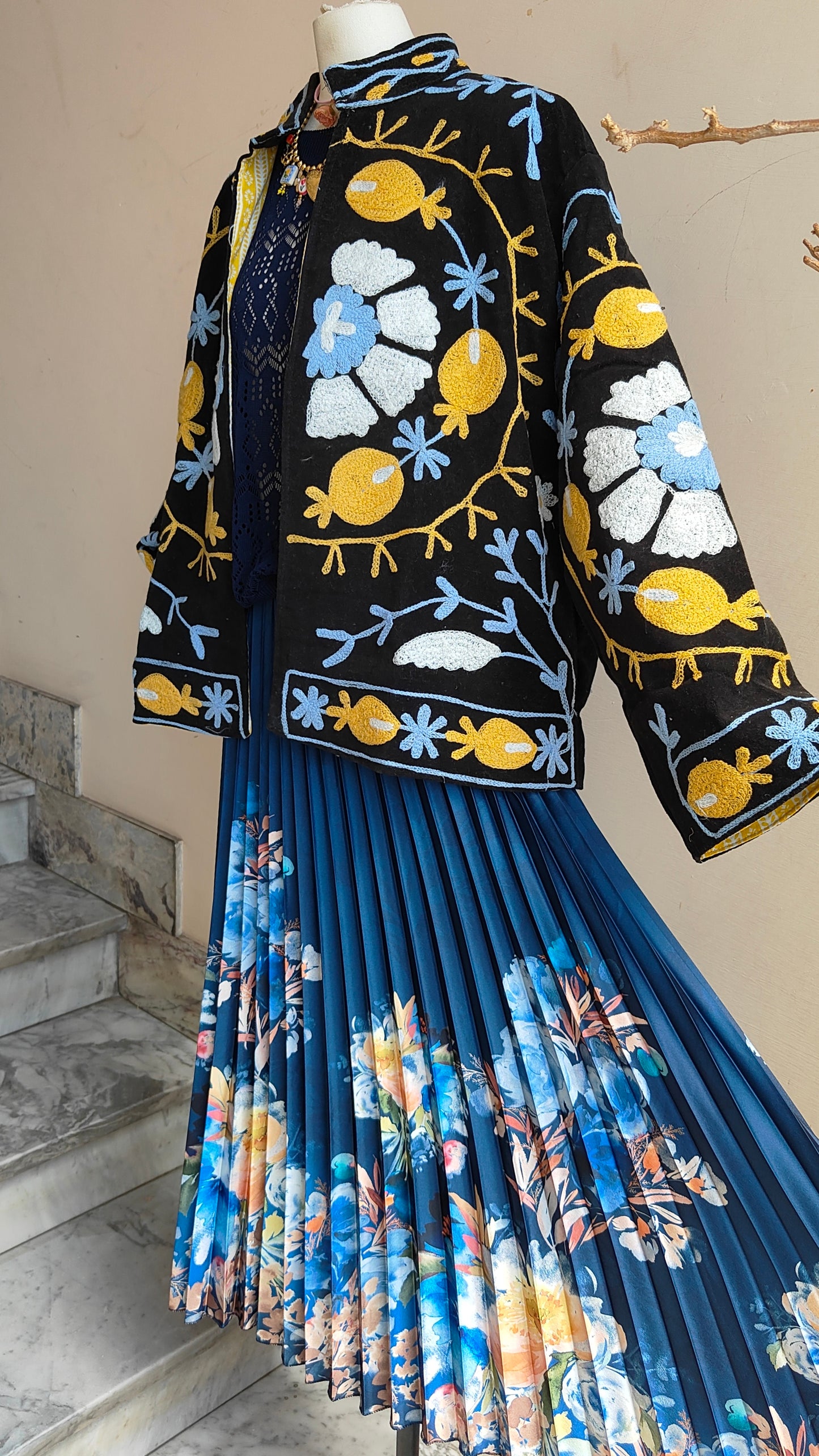 Giacca Boho con Tasche Laterali