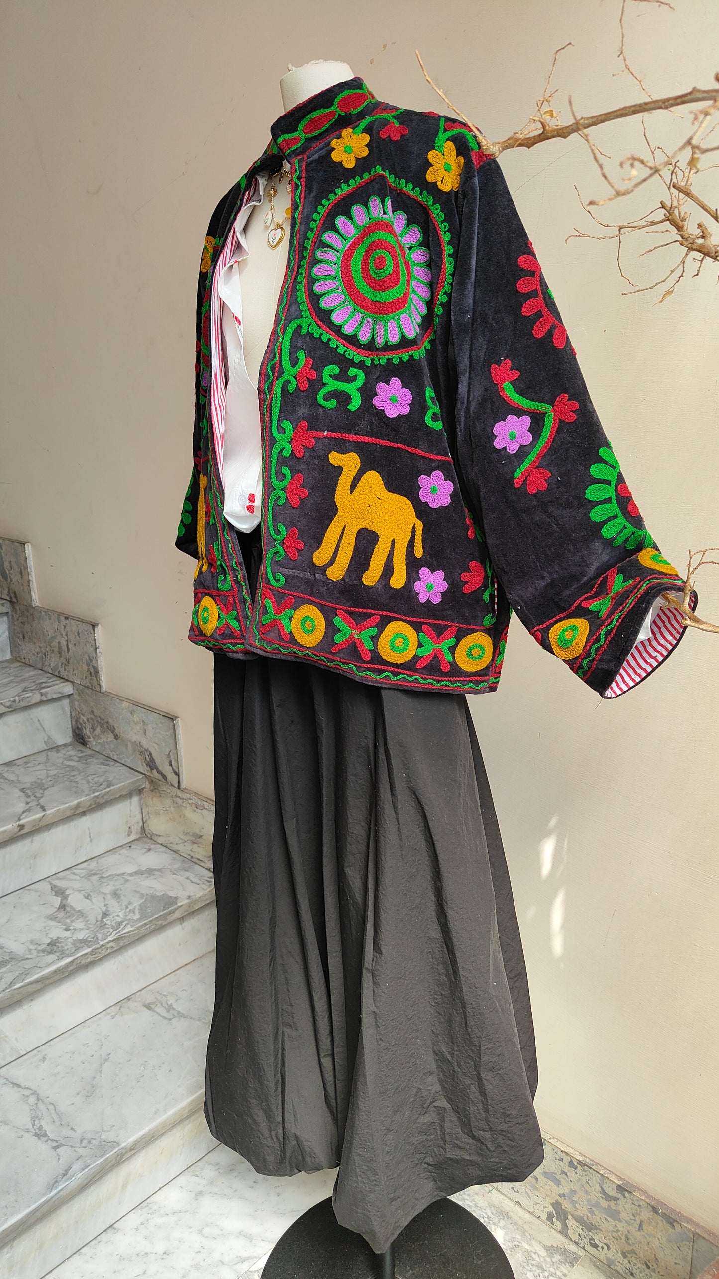 Giacca Boho con Tasche Laterali