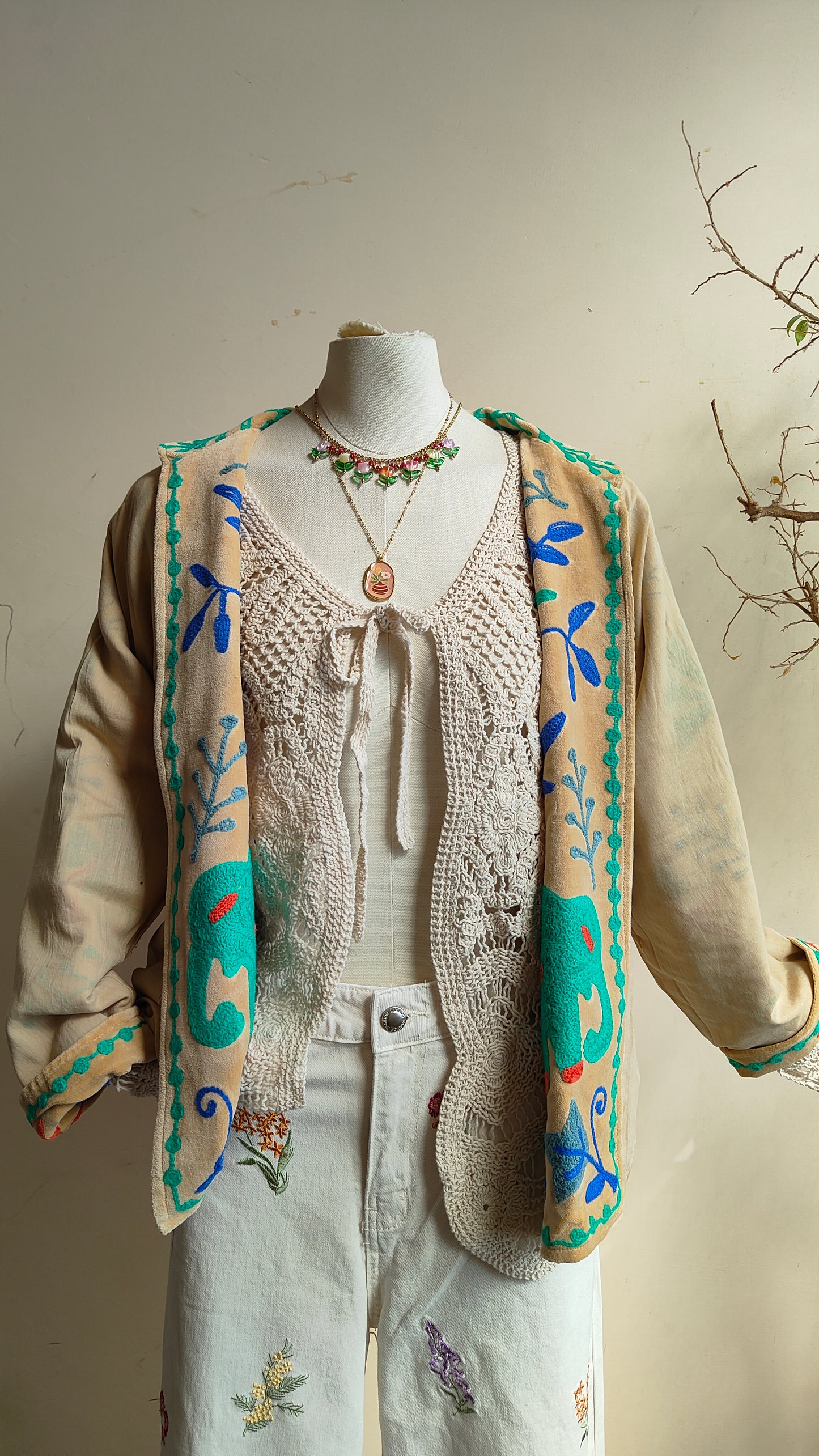 Giacca Boho con Tasche Laterali