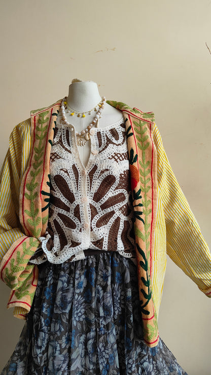 Giacca Boho con Tasche Laterali