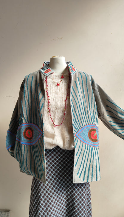 Giacca Boho con Tasche Laterali