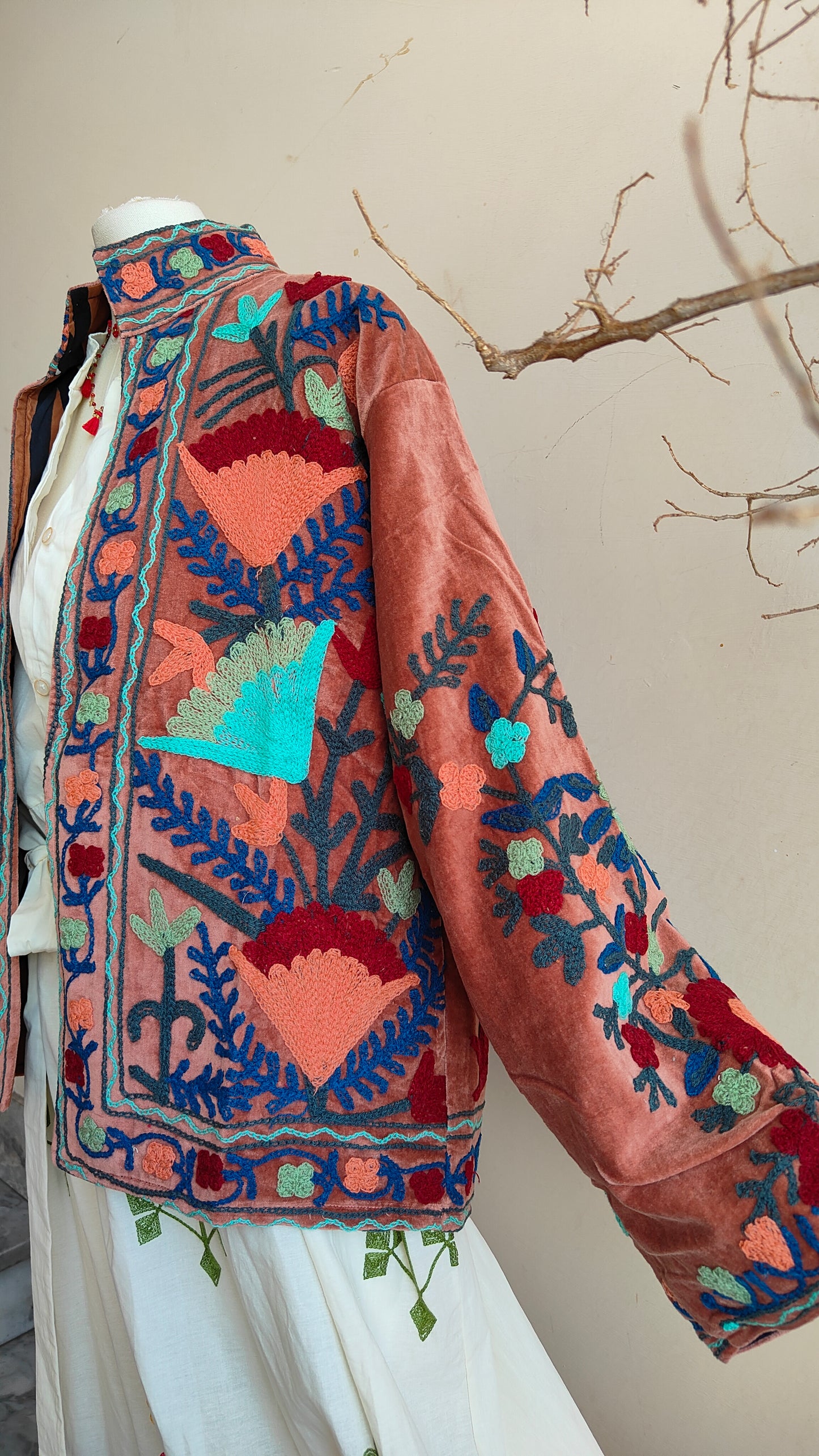Giacca Boho con Tasche Laterali