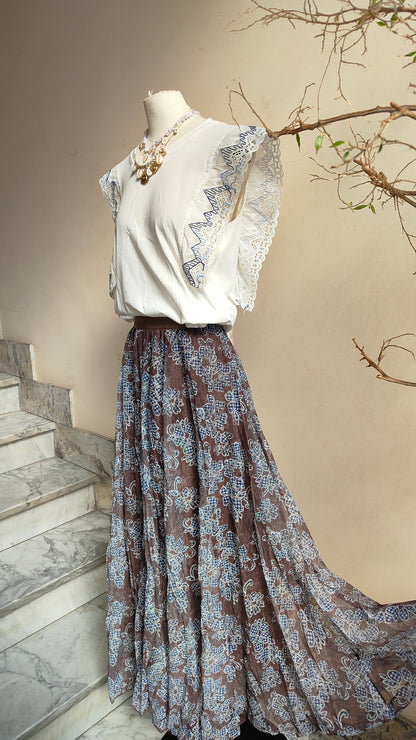 T-shirt Volant Ricamo