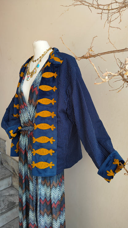 Giacca Boho con Tasche Laterali