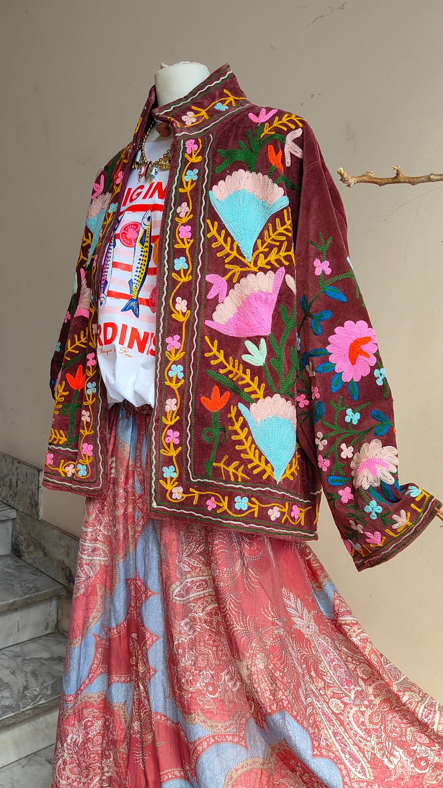 Giacca Boho con Tasche Laterali